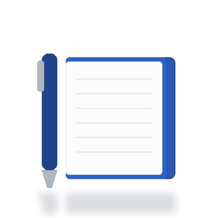 Set de escritorio con pluma y libreta — Azul